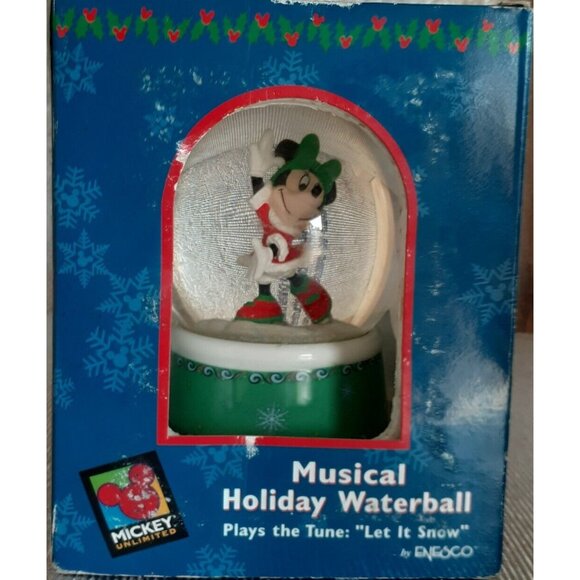 Musical Holiday Waterball Let it Snow Enesco Mickey Unlimited Minnie